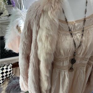 Elizabeth and James Cream Faux Fur Jacket